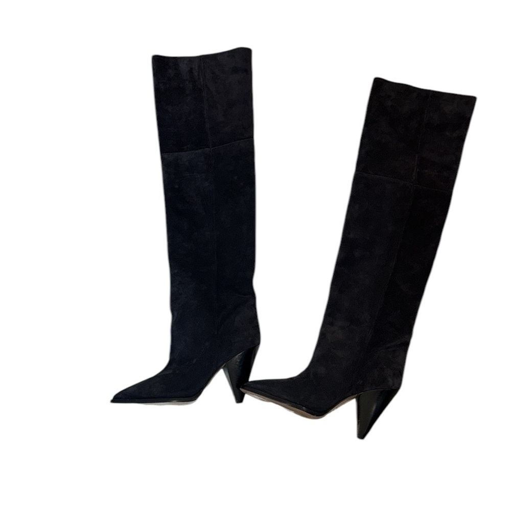Isabel Marant Ririo Black Suede Leather Over the Knee Boots Size 38/6 Classic - Picture 6 of 6